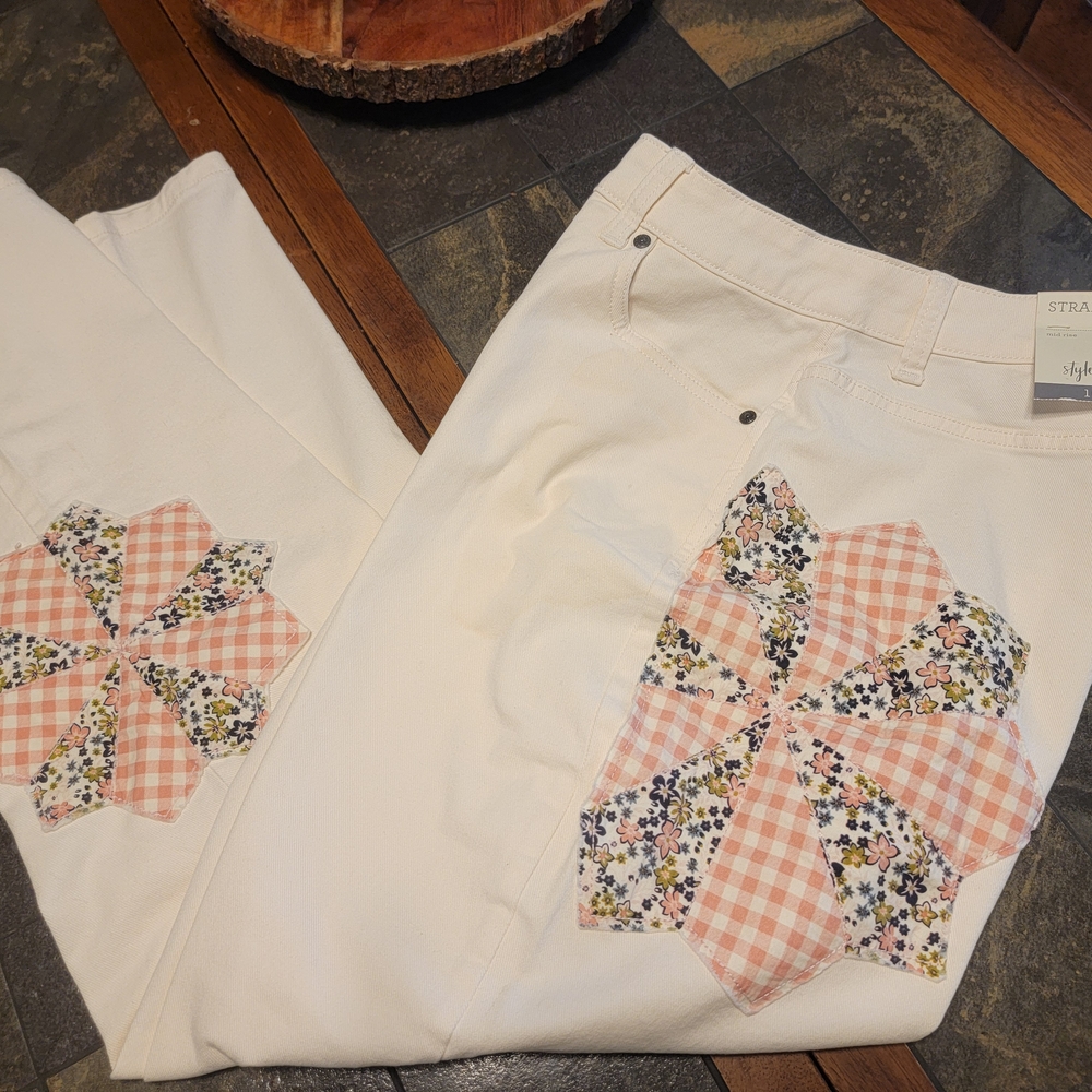 Style & Co Quilted Patchwork Boho Straight Mom Pa… - image 5